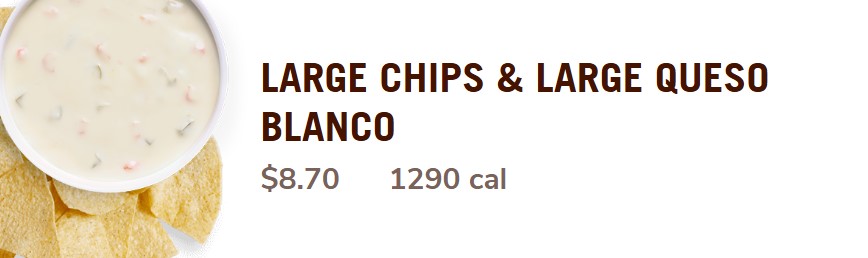 large chips and large queso balnco